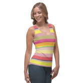 Electric Sunrise Colorful Stripe All-Over Print Women's Tank Top